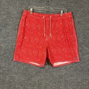Johnnie-O‎ Swim Trunks Mens XL Red Orange Board Shorts Performance Stretch